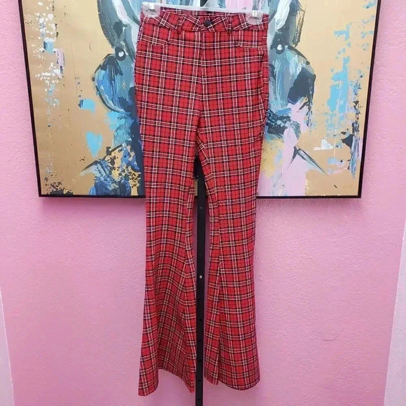Labijou Plaid Bell Bottom Pant - Picture 1 of 5
